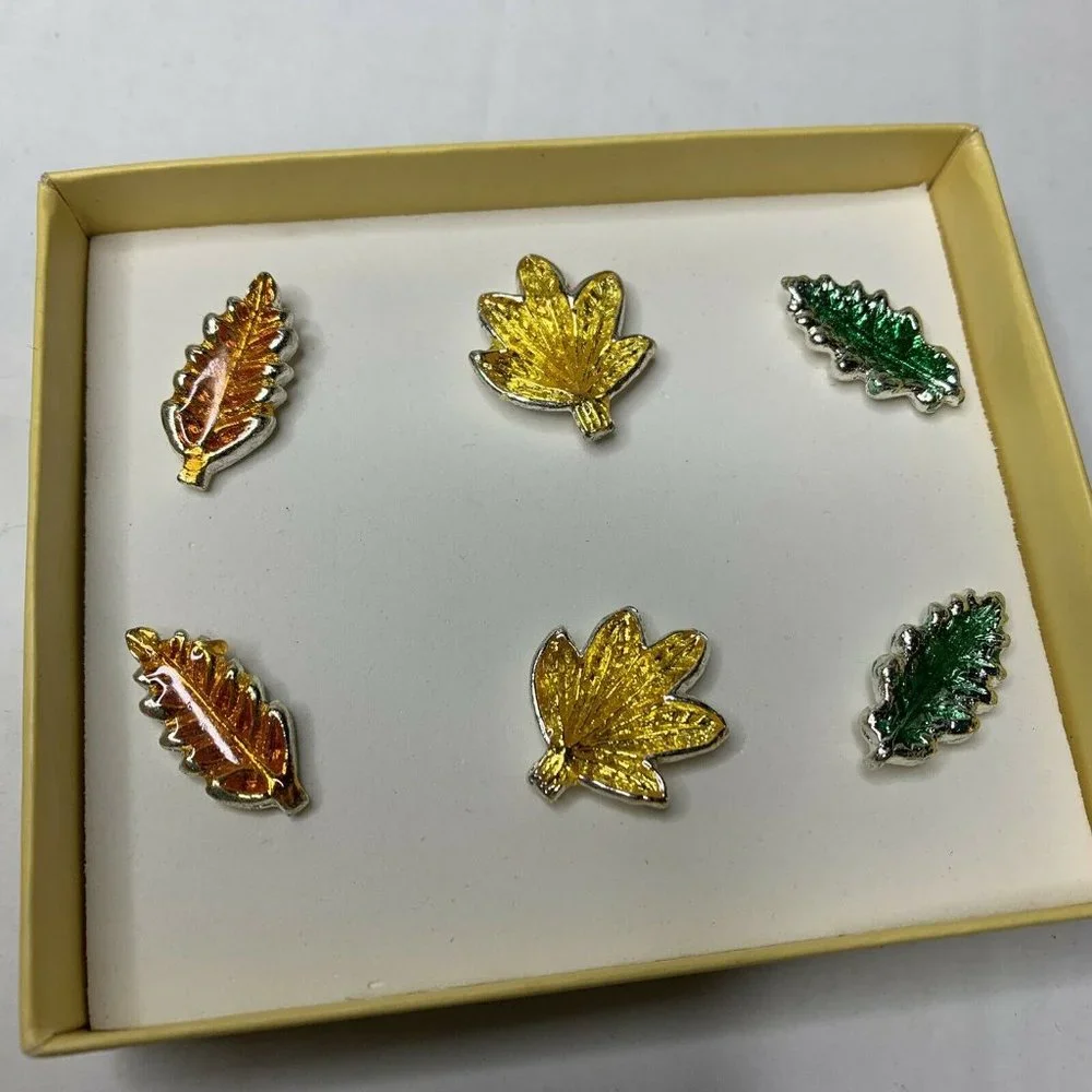 Lot Of (3) PIER 1 IMPORTS Metal Autumn Leaves Candle Jewelry Pin NIB